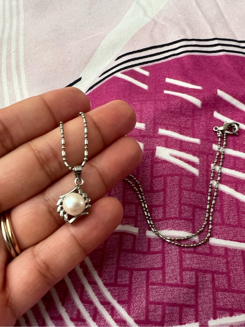 Dainty Pearl Silver Necklace